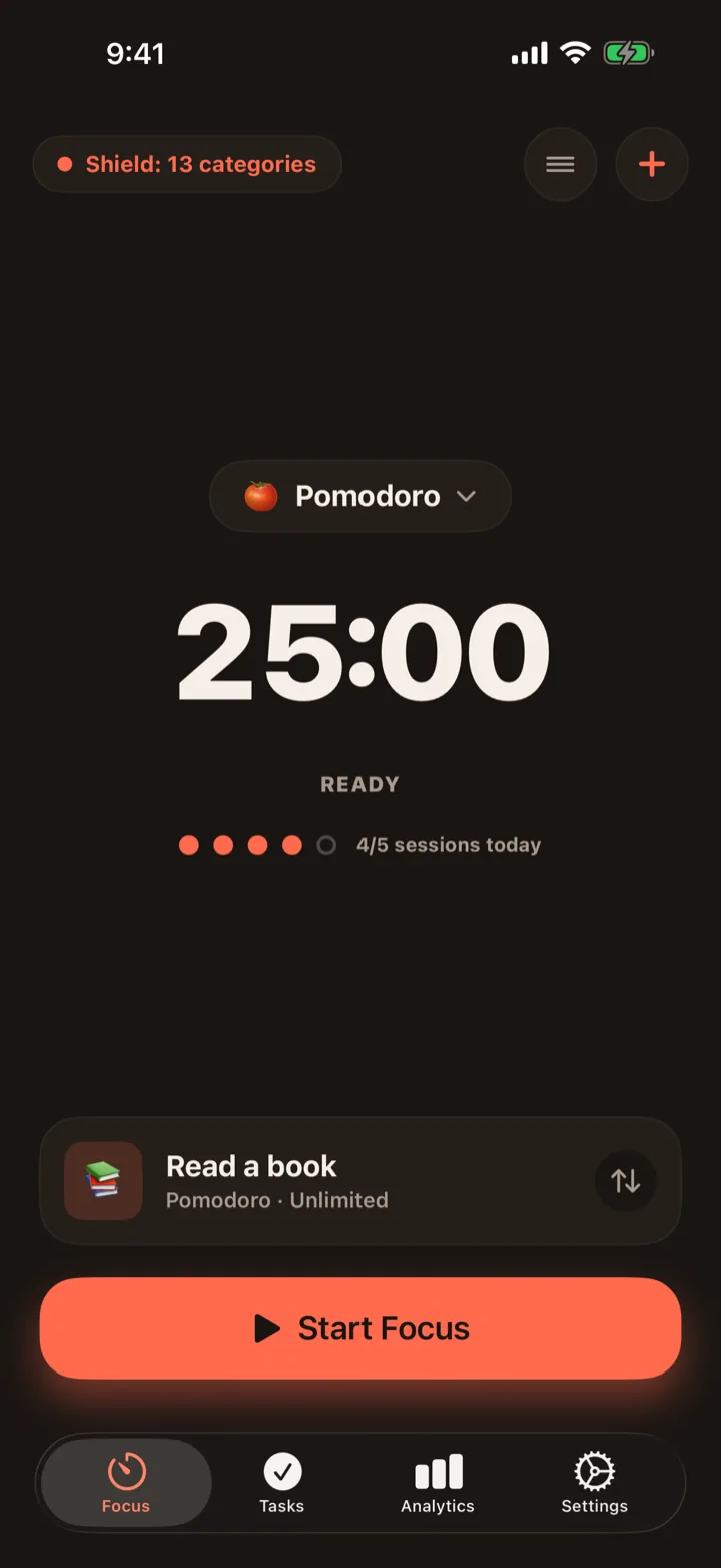 Start focusing in one tap