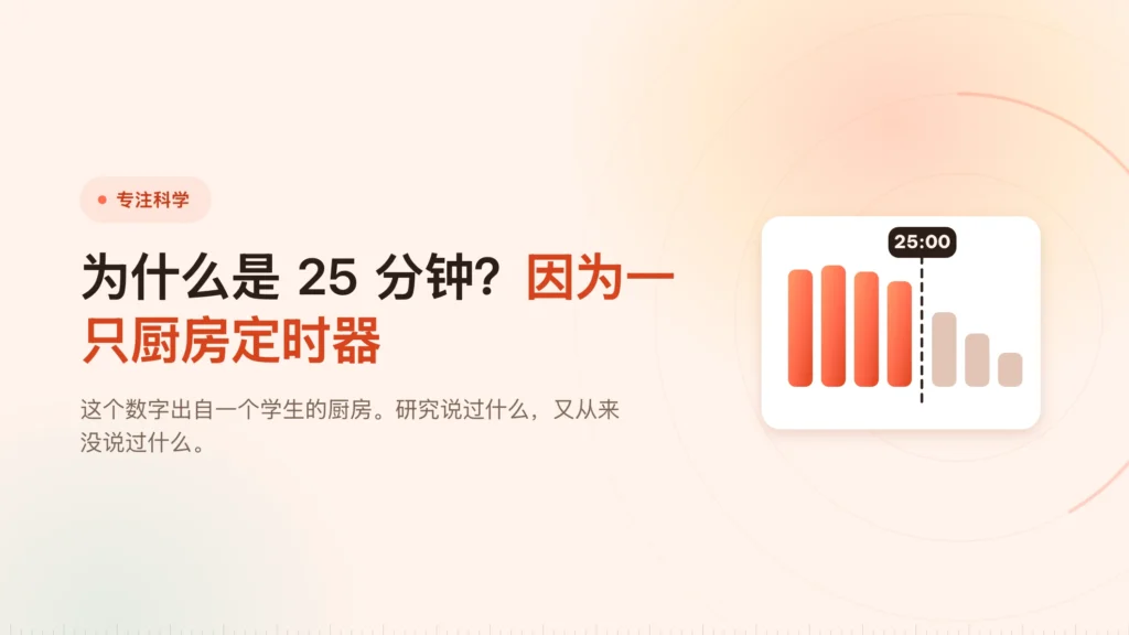 为什么是 25 分钟？因为一只厨房定时器