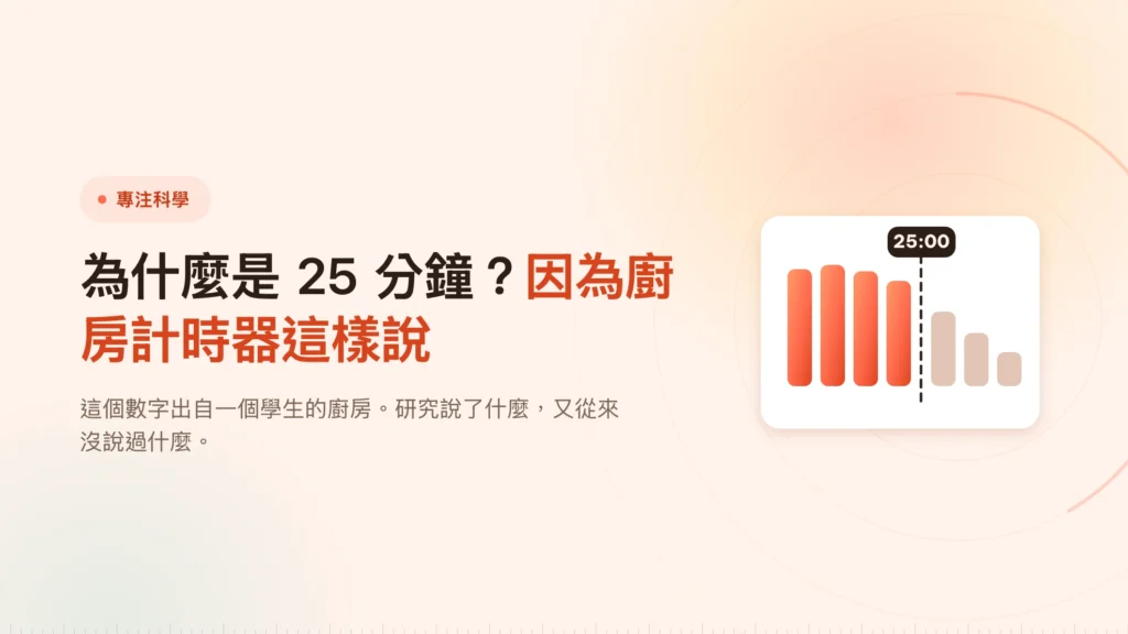 為什麼是 25 分鐘？因為一個廚房計時器這樣說